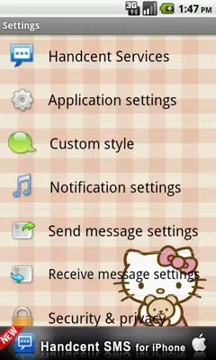 Handcent SMS Skin(Hello Kitty) android App screenshot 1